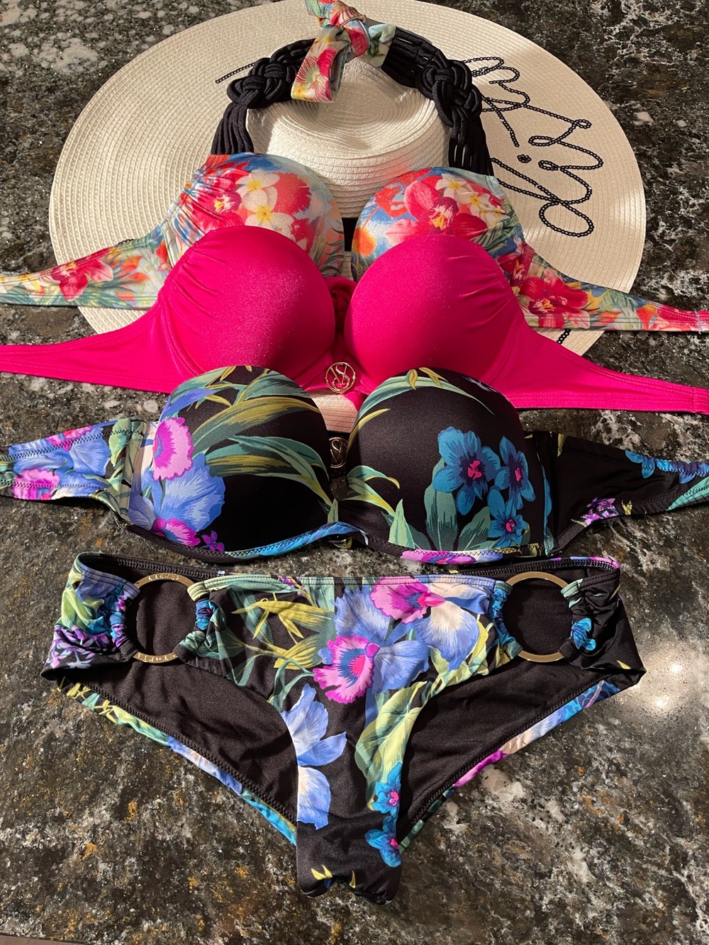 3 X Victoria Secret bikini bombshell tops small sizes &one pair small bottoms
